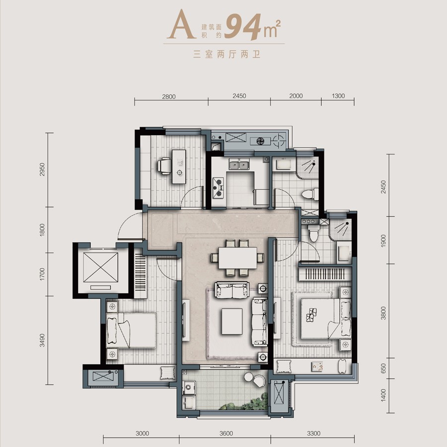 A戶型 建筑面積:94㎡