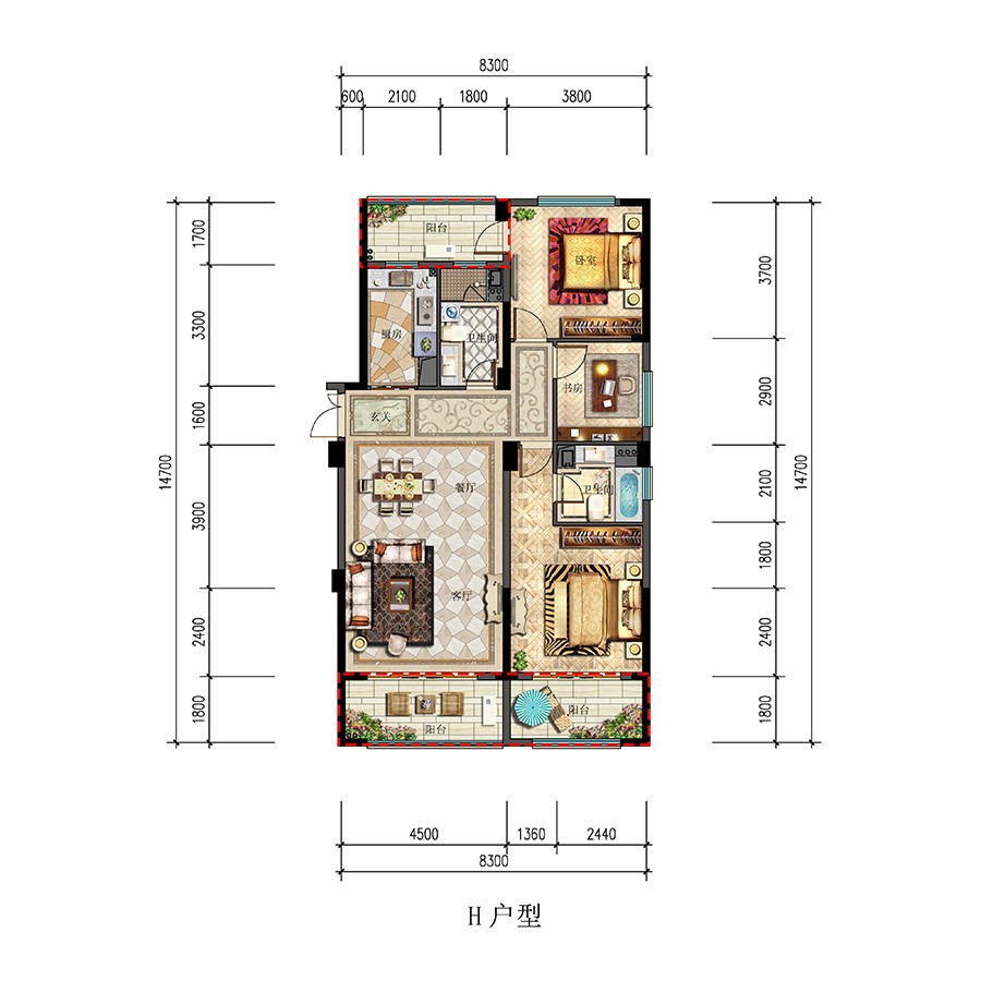 H戶型 建筑面積