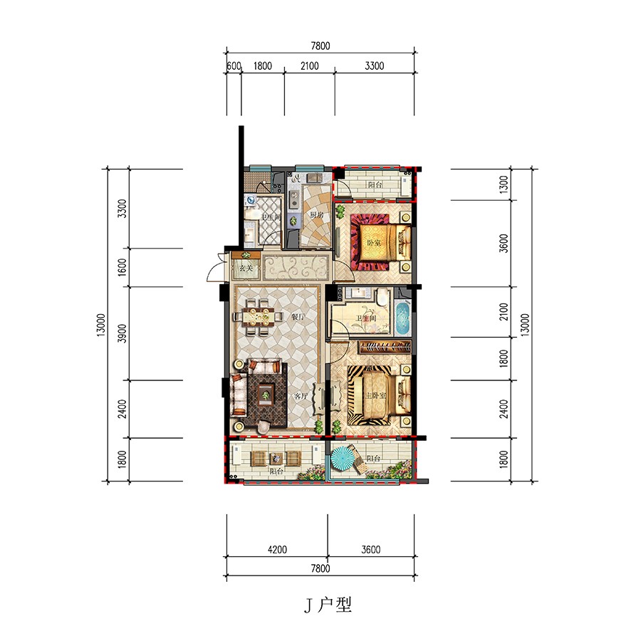 J戶型 建筑面積: