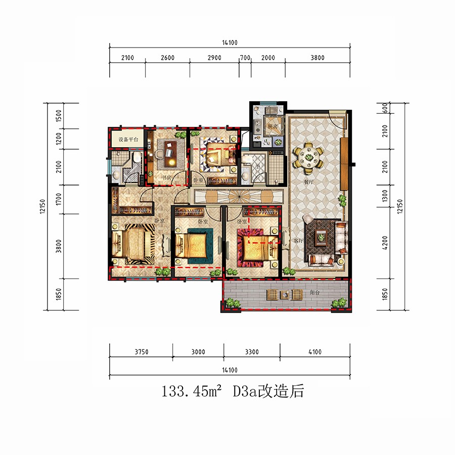 D3a戶型 建筑面積:133㎡