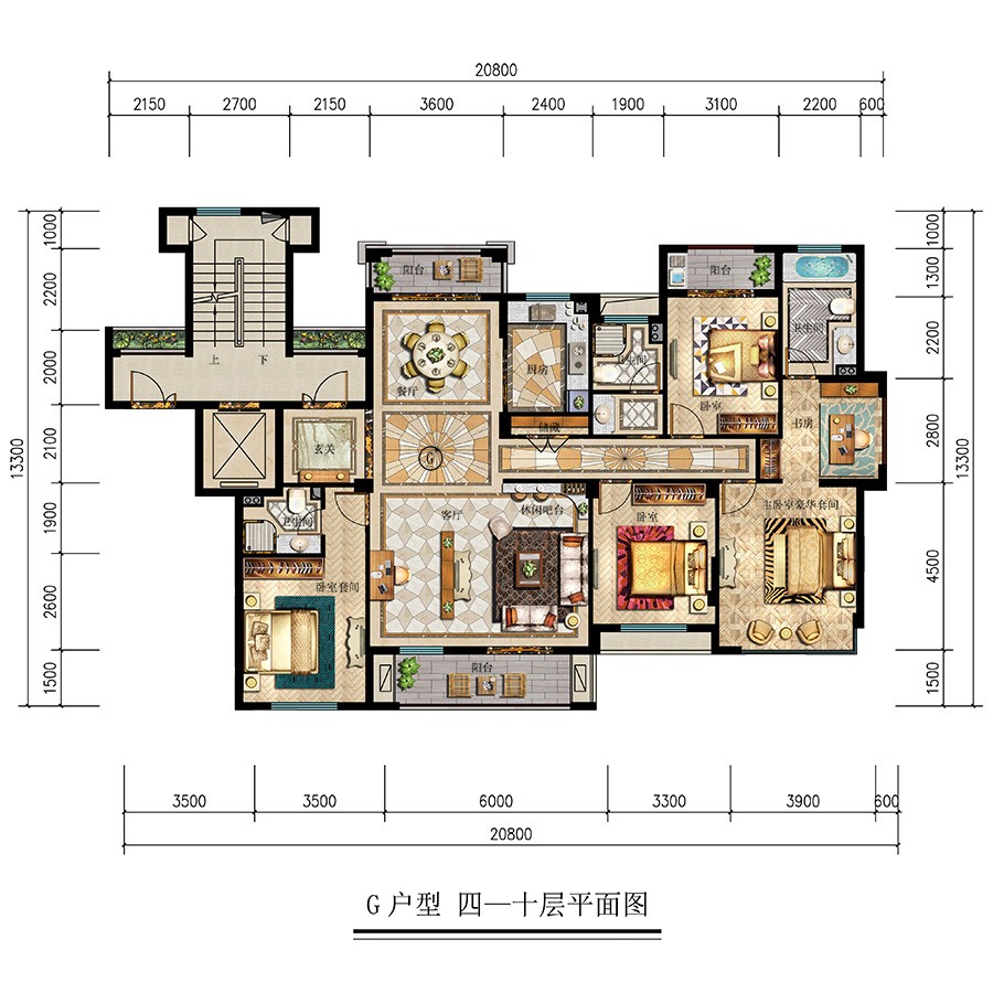 G戶型 四一十層平面圖 建筑面積: