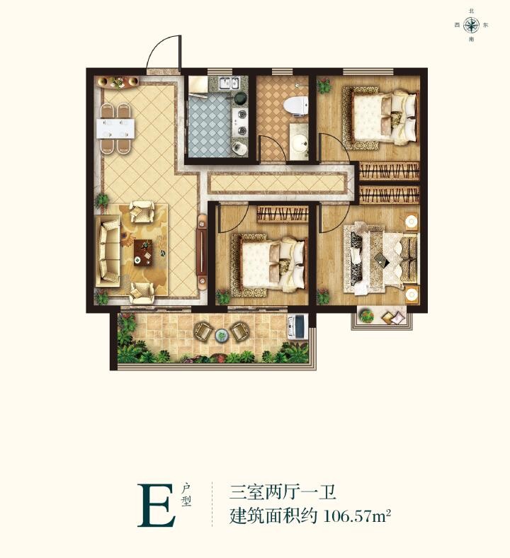 高層E戶型 建筑面積：106㎡